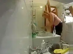 Step mom undresses and takes a warm shower
