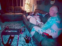 Big Thick Dildo Ride While I Suck His Throbbing Cock