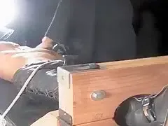 Biker twink gets oiled and milked by old men