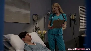 Busty trans nurse handles patients boner