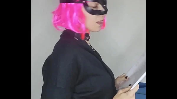 Look how horny I am with my kitty mask and my big natural tits