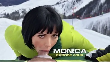 Monica’s blowjob in the cold. A mouthful of cum. Part 4/4.