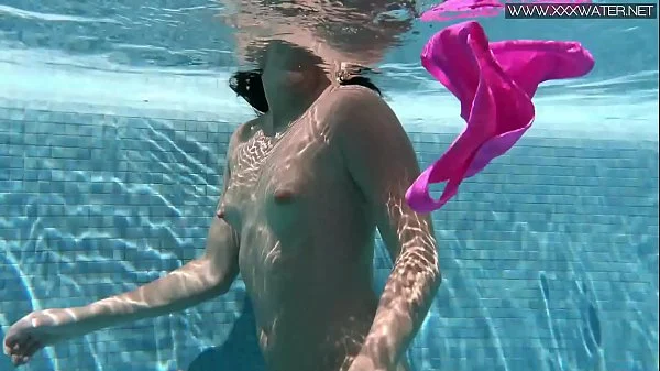 Sexy skinny teen Jessica stripping underwater