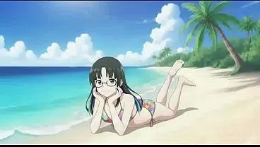 anime girl on the beach ai video