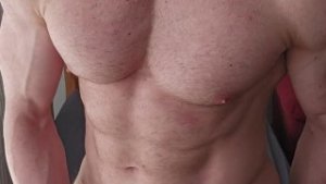 Tall muscular bi stud strokes his big uncut cock