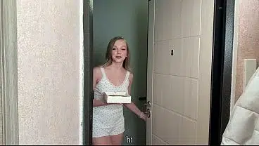 A young neighbor came with a pie for cream pie