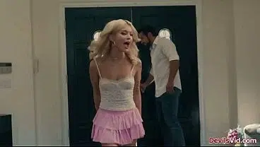 Blonde teen got cheated,fucks stepdads bf to makes it even