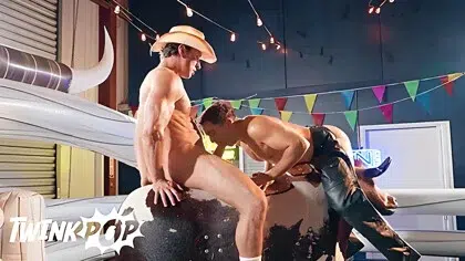 Damian Night Rides Cade Maddoxs Cock And The Mechanical Bull For A Wild Saloon Finish