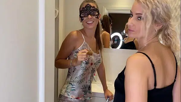 Double Blowjob before pajama Photoshoot – POV Blowjob