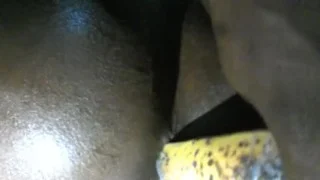 FREAKY BISEXUAL EBONY WANKING AND FUCKING ASS WITH A BANANA BEFORE EATING IT