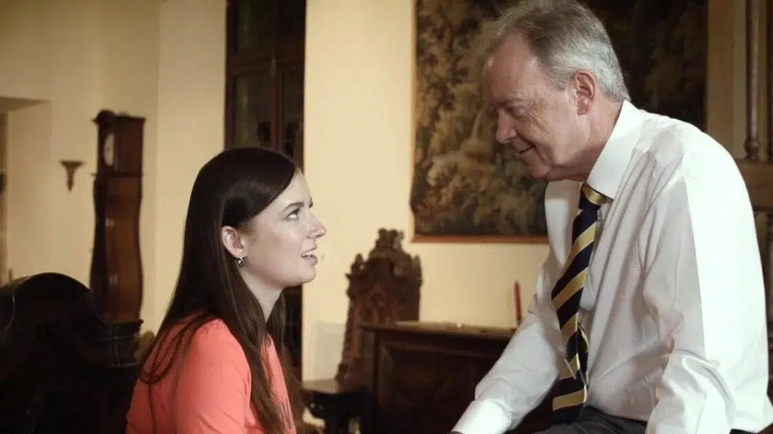 Old English teacher fucks his student, she swallows cum