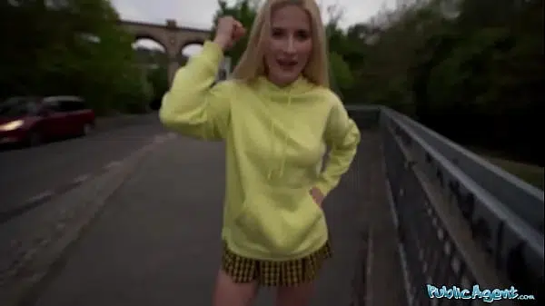 Public Agent Blonde long haired stunner fucked deep outdoors by a massive fat cock