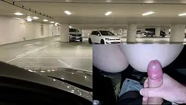 Risky Car Sex in Public Parking Garage – Started with Handjob, Ended with Doggystyle!