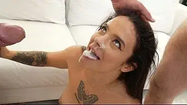 SEX REALITY! Tiny Russian babe gets FUCKED LIVE and FACIALIZED by 2 guys (Part 3)