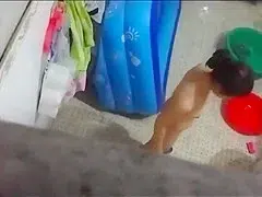 Spying on Thai neighbor taking a bath outside