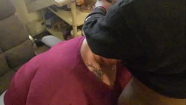 SSbbw get face fucked and plowed by her old employee’s black cock