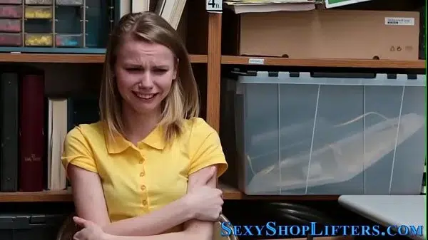 Sucking amateur shoplifter with little tits caught and fucked