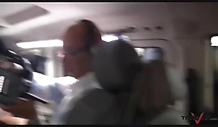 Two dark haired hottie picking up dude on the streets to fuck with