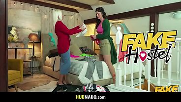 Wild Hostel Escapades: Suzi and Asha’s Steamy Encounter with the Intrusive Grey Fox and a Saucy Surprise Ending another day fake hostel grey haired