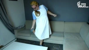 Barefoot nurse needs you attention, POV (nurse feet, bare feet, socks, pov foot worship, foot tease)