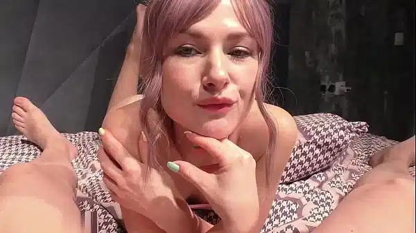 Cheerful Hottie Plays with Cum after Sweet Blowjob