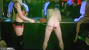 Public Spanking Club Session With Boots Femdom German