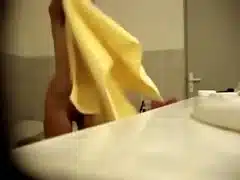 Shower fem zealously towels her naked body