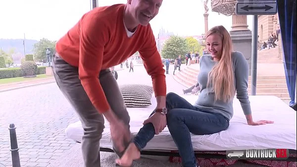 This Box Truck is a place where a lot of horny girls get hitched inside in a one way mirror for extra cash, including this tall blonde Candy Alexa. This babe was just offered to try out their new foot