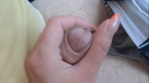 Young Emma’s handjob in public road while going to summer house