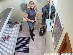 Blonde Big Tits Milf Tannning Her Body In Solarium