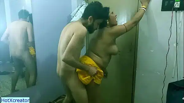 Desi teen boy really scared with his small dick! How he will satisfy her? amazing hot sex