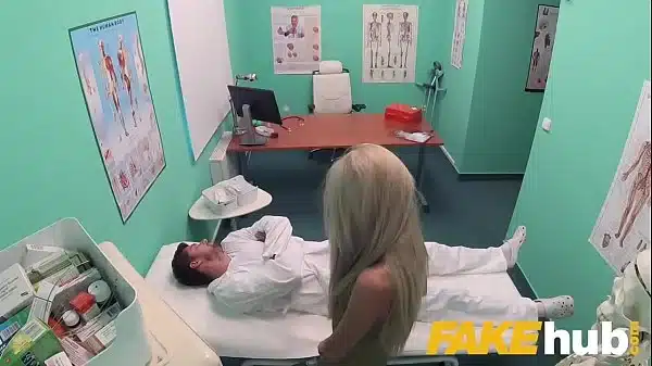 Fake Hospital Sweet blonde Russian eats docs cum after doggystyle fucking