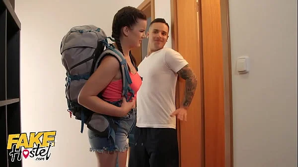 Fake Hostel Brunette Babe Little Eliss Secretly Fucked by Room mate