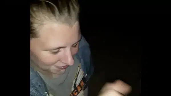 Good Girl Jacki sucking dick outdoor cum swallow