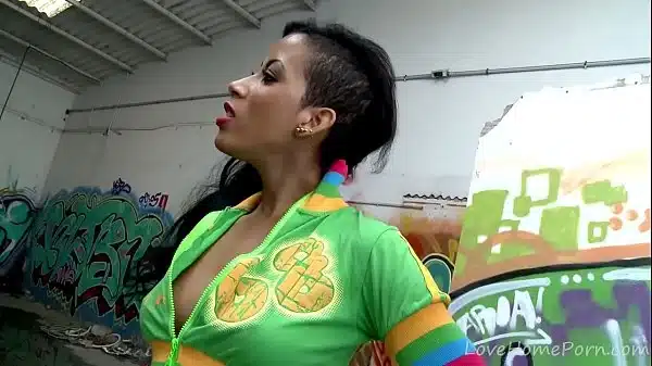 Off with that skirt and panties until she’s in nothing but her sexy stockings. Then he stuffs her pretty mouth before filling her brown pussy and tight ass with his big hard cock. She loves to do it in public!