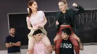Teacher Locks And Forgets 4 Rebellious Step Siblings In A Detention Classroom – SisSwap Taboo Orgy