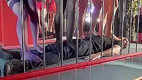 Trampling jumping show in fetish club by Femdom Austria
