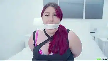 BBW Babystter put in TIGHT bondage and Struggling HARD