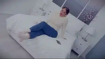 Brunette girl next door with huge boobs hogtied bound gagged with tape and totally helpless in her tight bondage BDSM pantyhose encasement EP