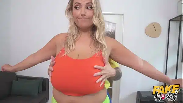 Fake Hostel – Big busty blonde cheating wife gets searched by horny BBW airport security when she finds a bottle of lube in her ass and then needs to get some lesbian boobs action before giving her an orgasm so instense she squirts on a window