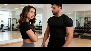 My personal trainer fucks my pussy after the gym closes – AI-generated content