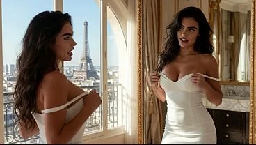 Salome is a very horny MILF, looking for a stranger to suck her cock on her honeymoon – AI-generated content