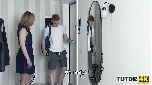 TUTOR4K. Boy deletes tutor’s dress and harshly fool around with older woman