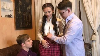 two boys called a skinny classmate to them and had a threesome