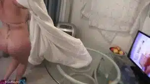 Up late and sneaking into the kitchen to fuck stepmom