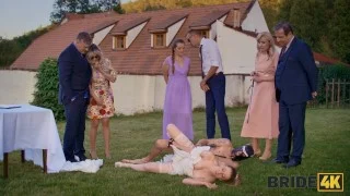 BRIDE4K. Shy bride with natural tits is fucked roughly in front of everyone in public