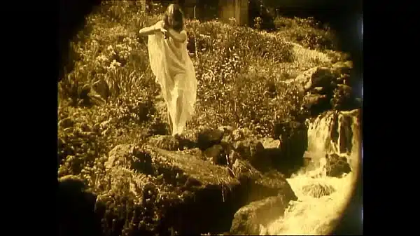Vintage film from 1920 – nude woman outdoors